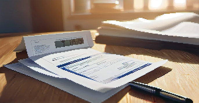 A close-up view of a 1099 tax form, a pen, and a calculator on a wooden desk, with receipts and notes in the background.