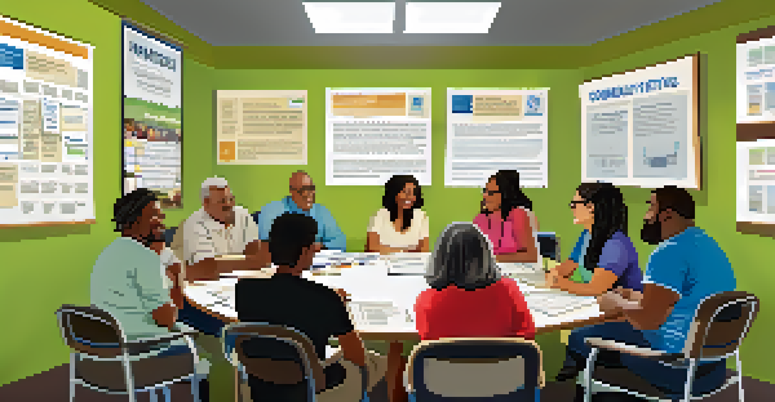 A diverse group of people in a community workshop learning about tax credits from a professional.