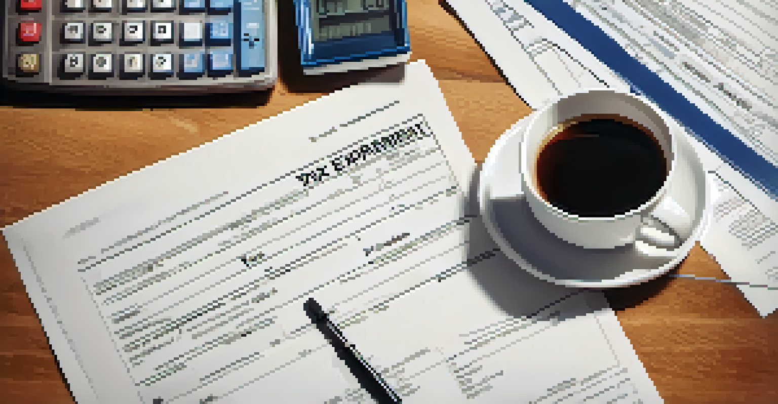 A close-up of tax documents with a calculator and a globe, representing expatriate taxation.