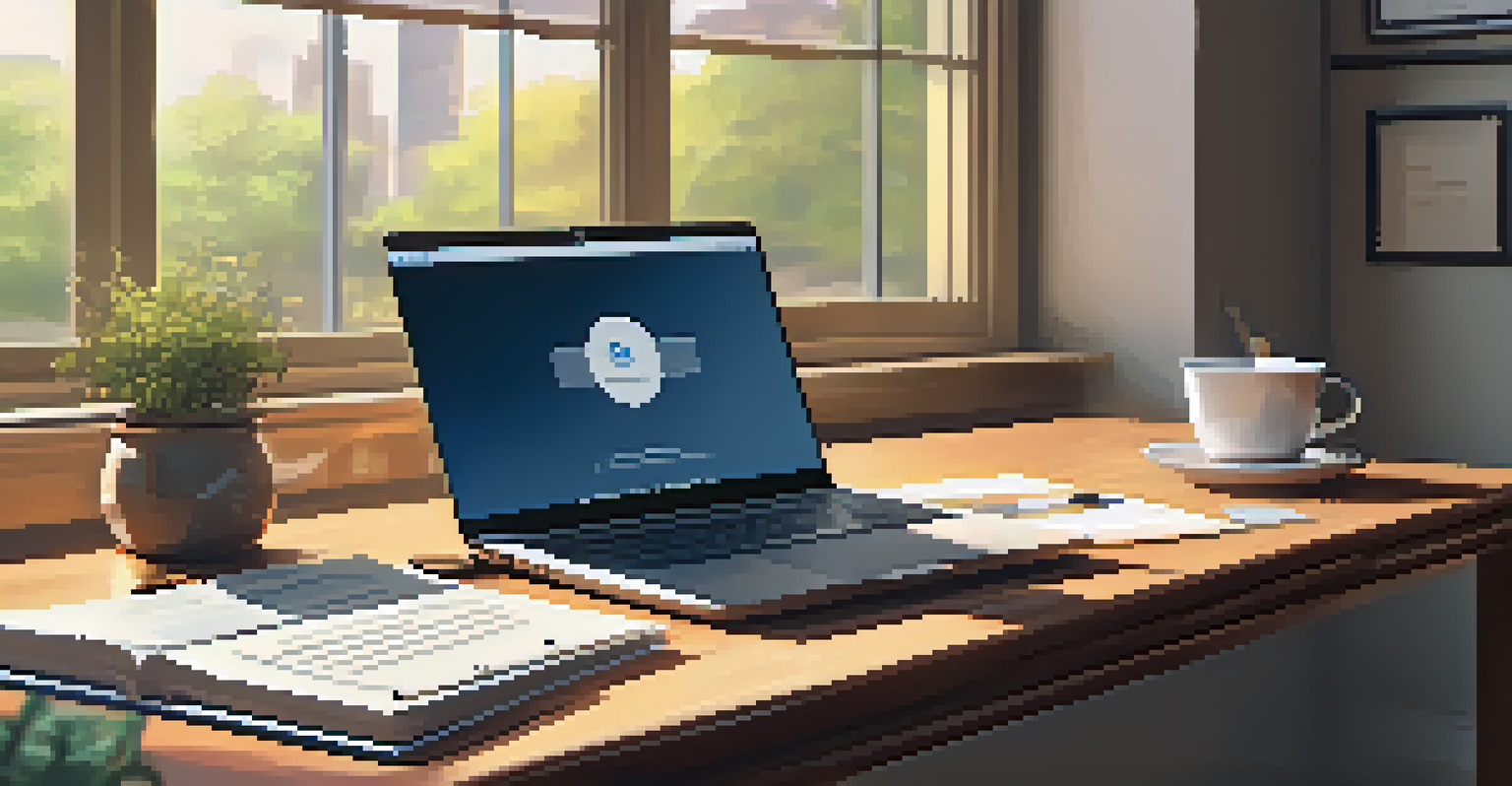 A cozy workspace with a laptop showing tax software, a coffee cup, and a notepad filled with tax notes under natural light.