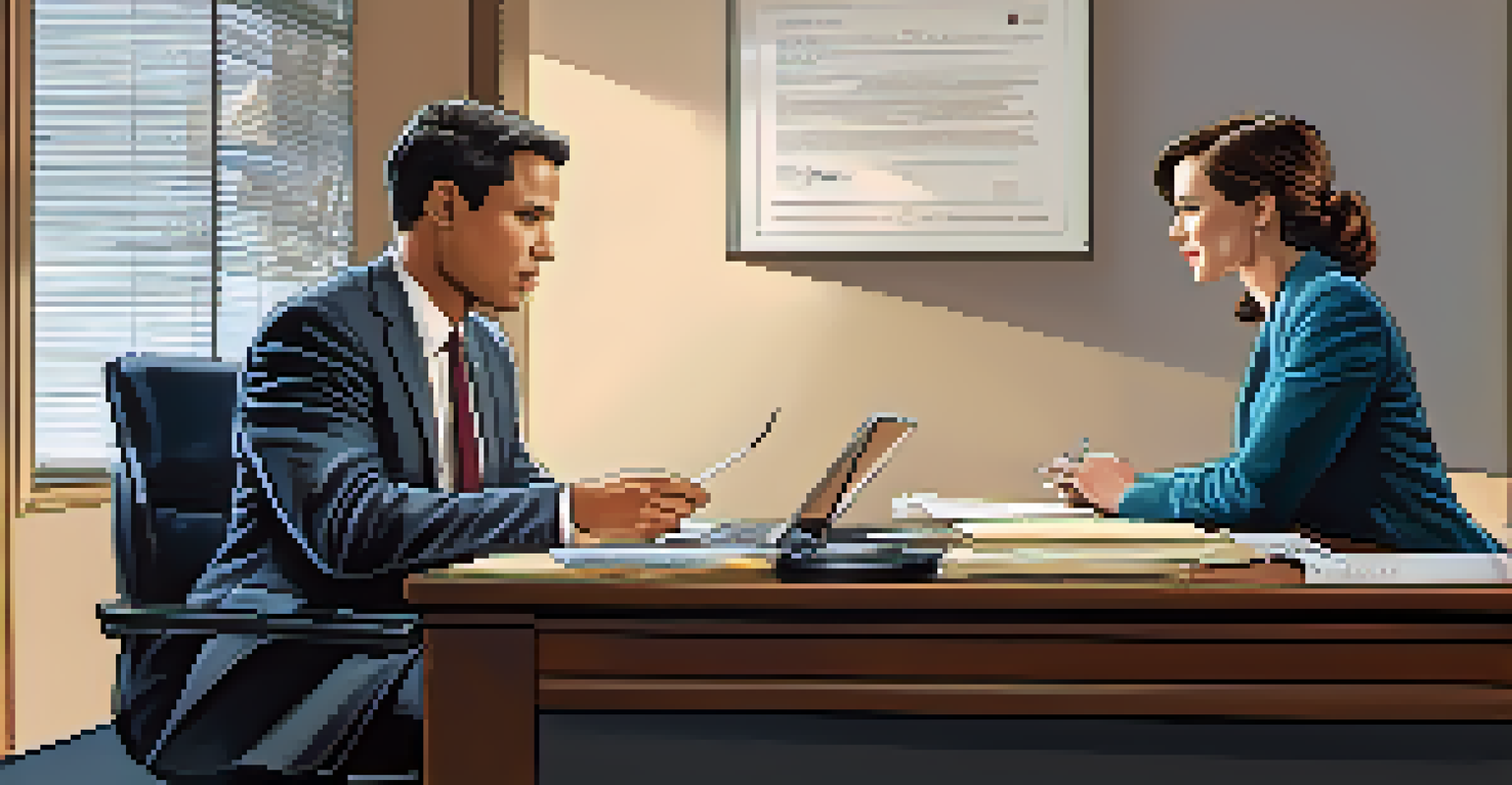 A person confidently discussing with an IRS representative at a desk, with documents and a laptop, highlighting the importance of clear communication.