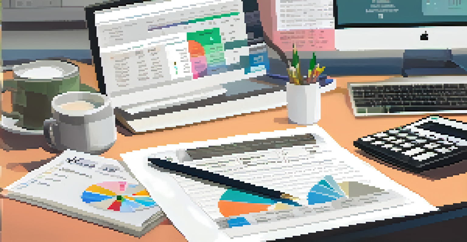 A clean desk with financial papers, a calculator, and a computer showing an infographic about tax credits.