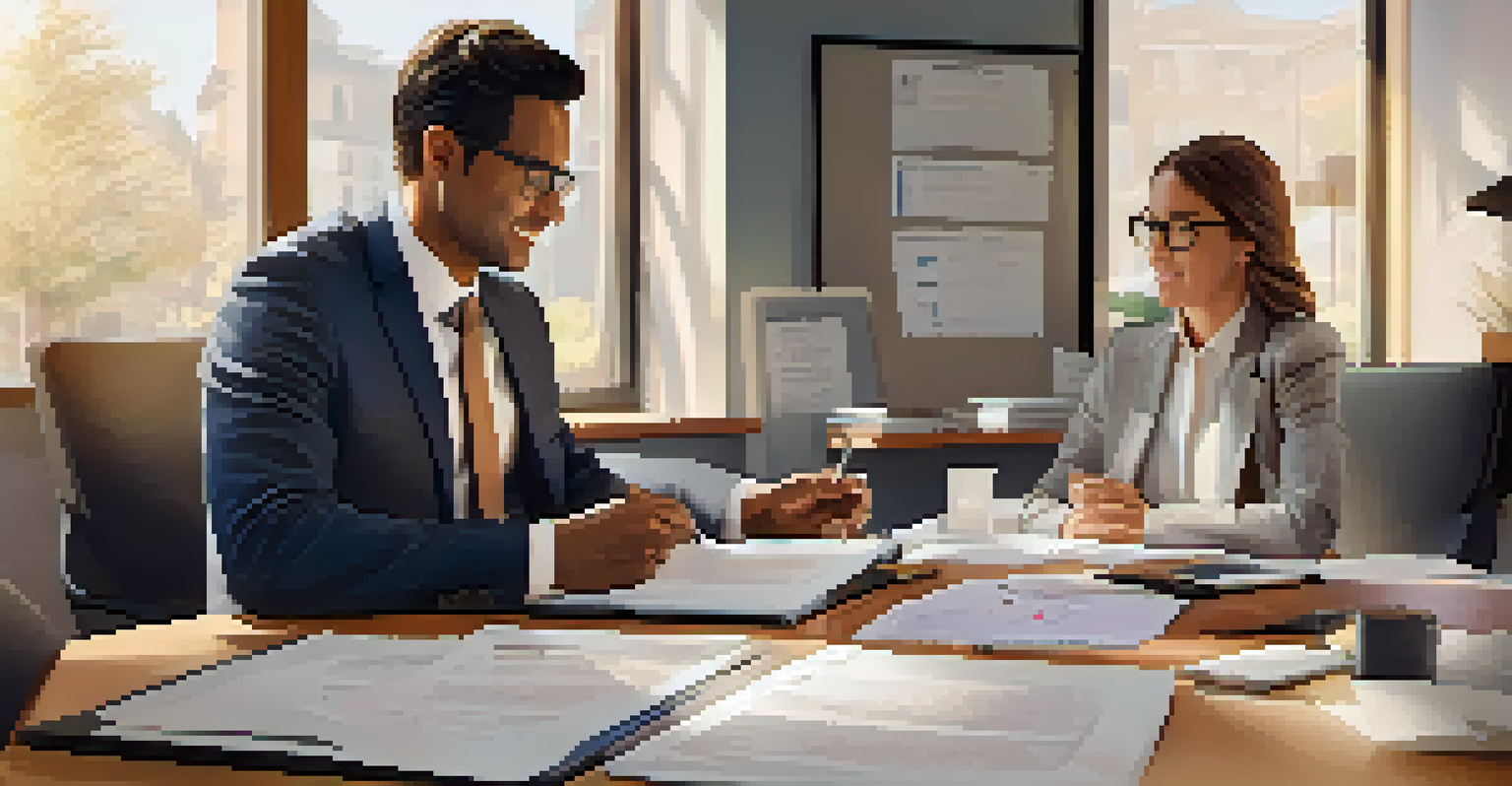 A tax professional guiding a client through tax strategies in a welcoming office environment.