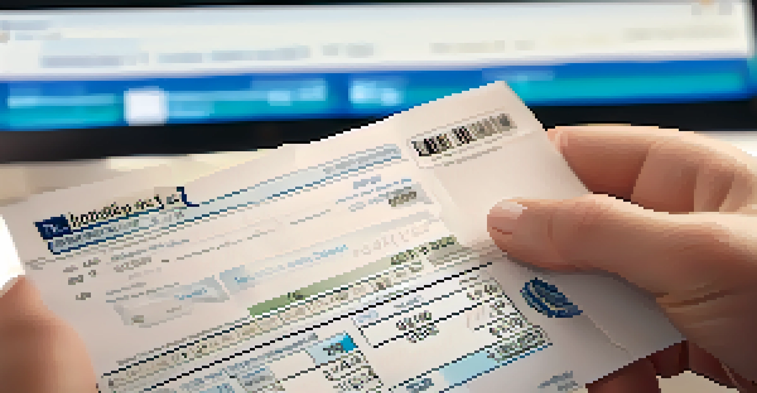 A close-up of a hand holding a receipt with blurred tax software in the background, illuminated by soft lighting.
