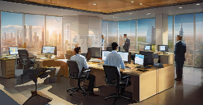 A diverse group of professionals in a modern office analyzing global tax regulations with technology and charts.