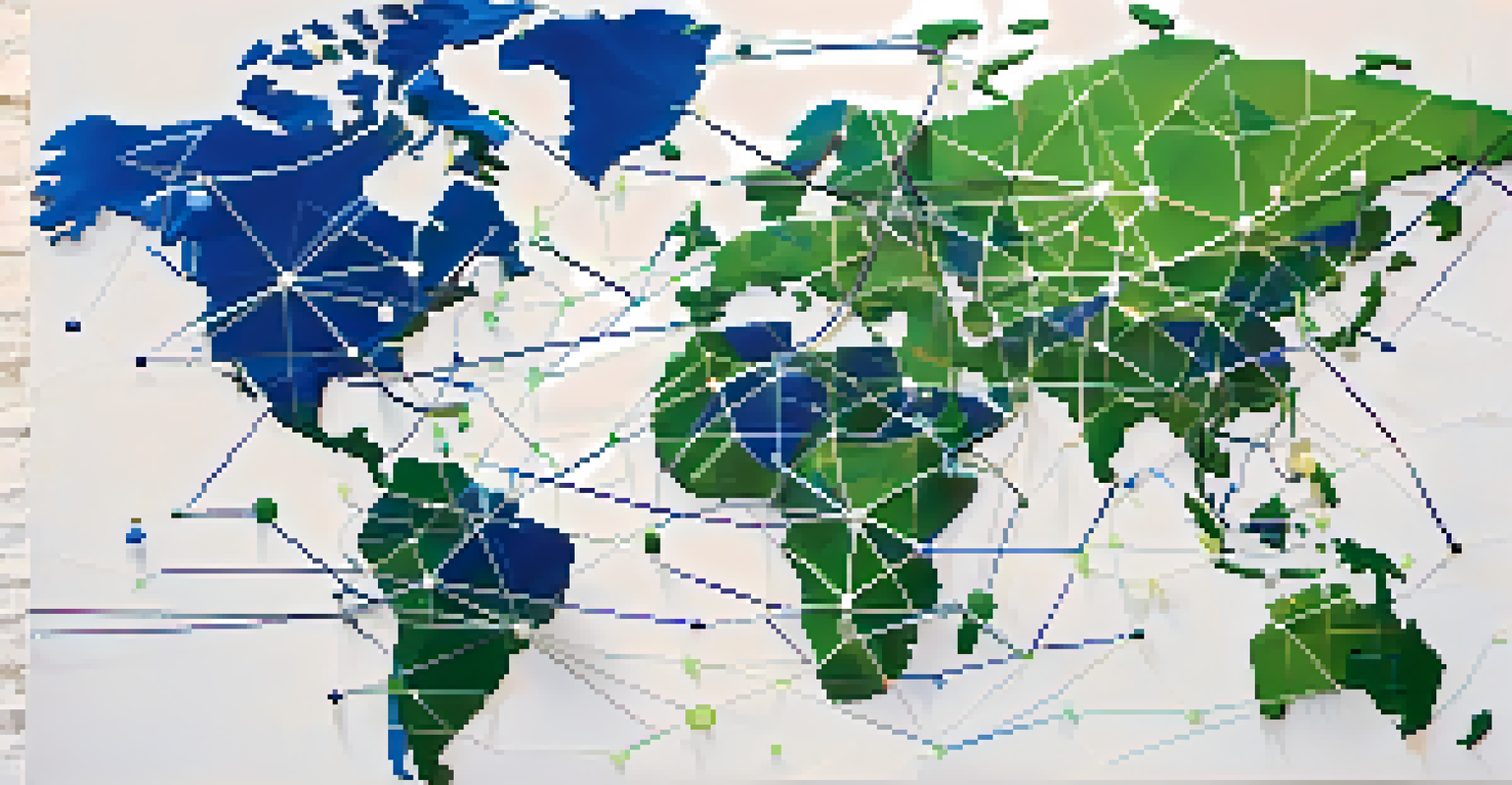 An abstract image showing interconnected nodes over a world map, symbolizing international tax planning.