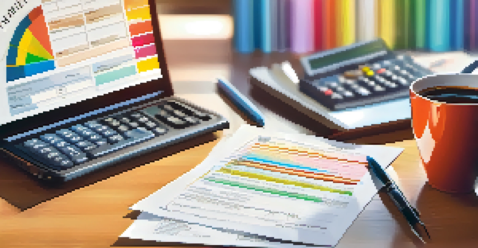 A close-up view of a tax document with highlighted tax credits, set in a cozy home office with a laptop and coffee.