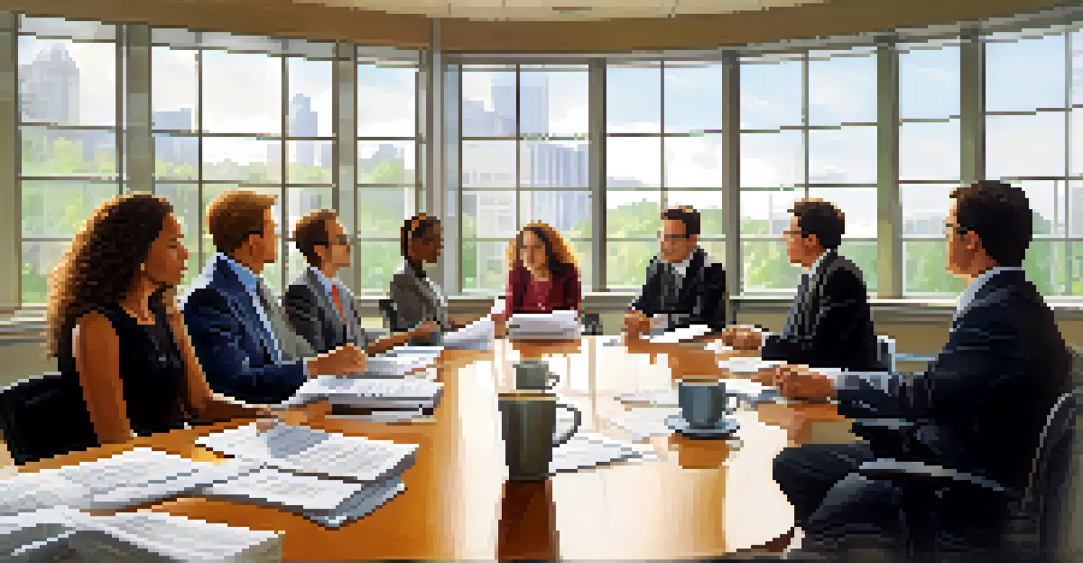 A diverse group of individuals discussing tax strategies at a conference table, illuminated by natural light.