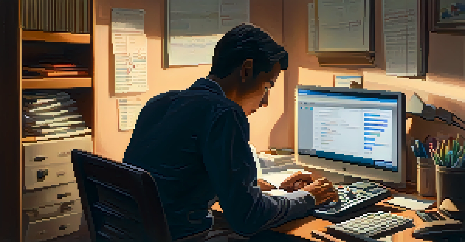 A person calculating their budget at a desk, surrounded by rising bills and financial indicators, in a warmly lit room.