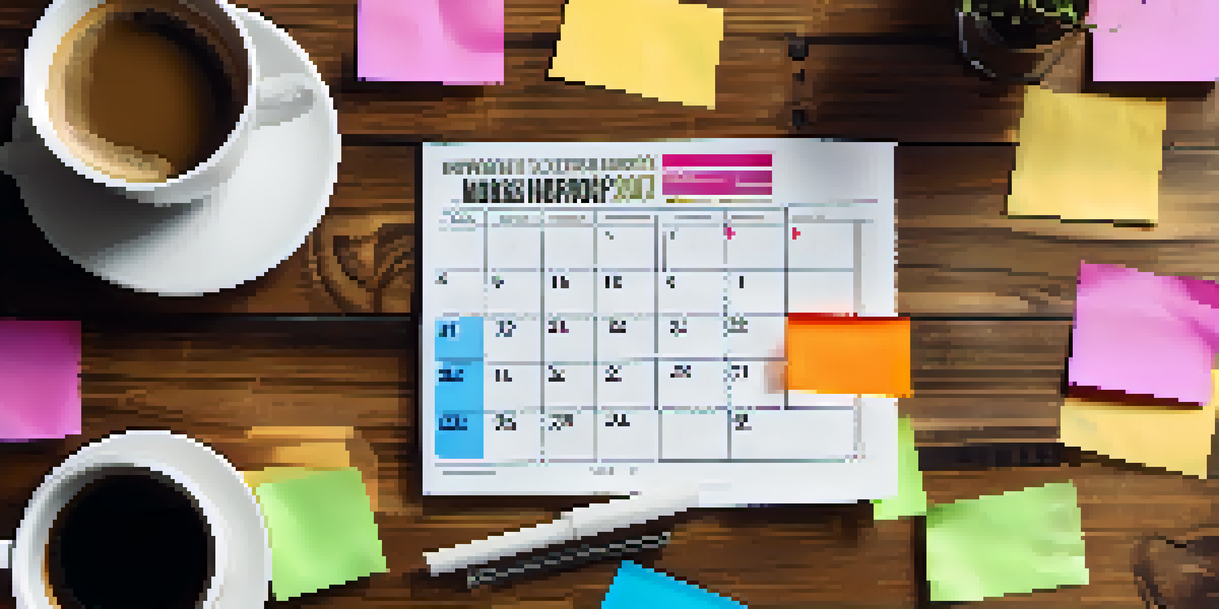 A close-up of a calendar with tax deadlines and sticky notes.
