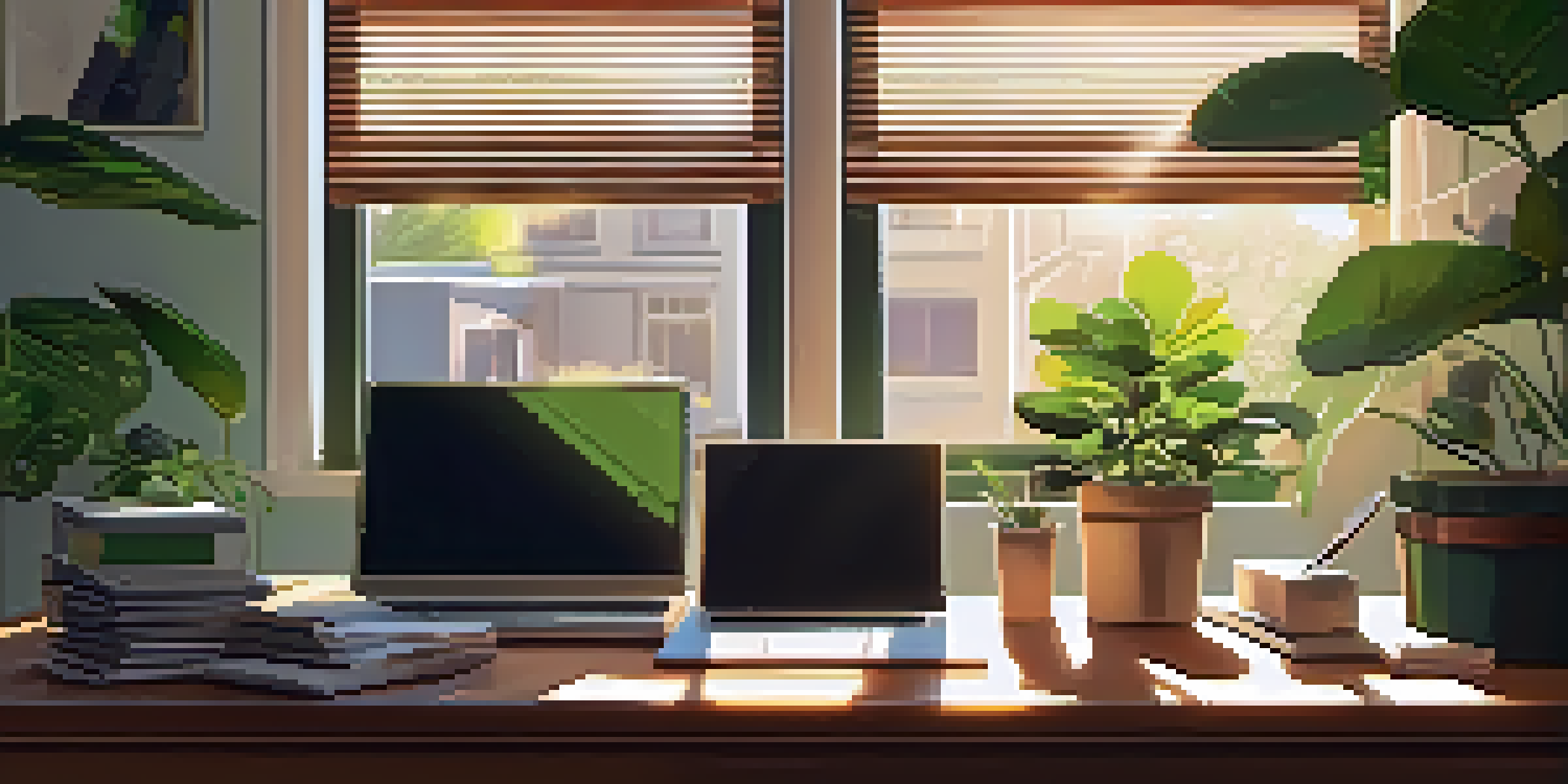 A warm and inviting home office with a wooden desk, a laptop, and organized financial documents.