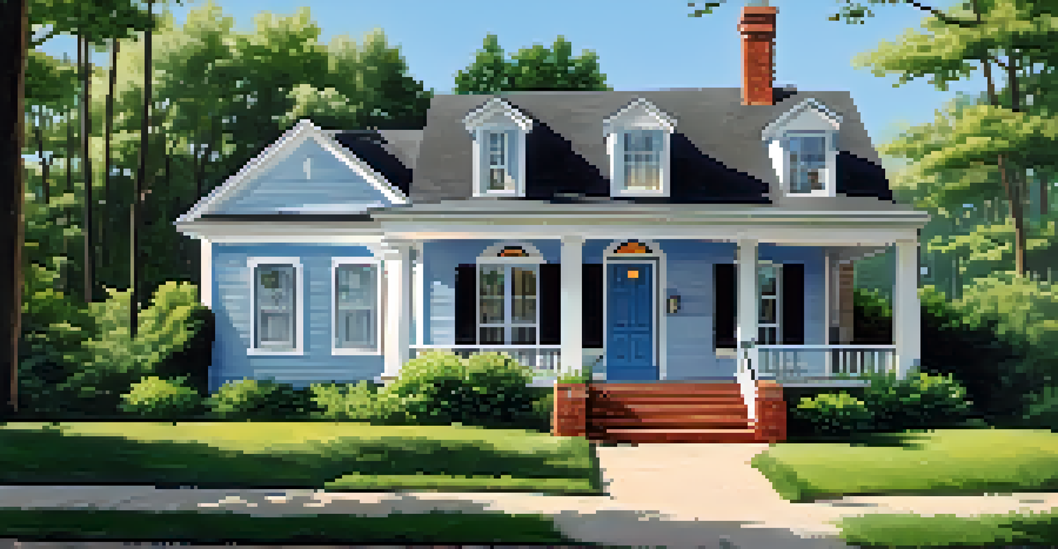 A rental property with a 'For Rent' sign surrounded by greenery and a clear sky.