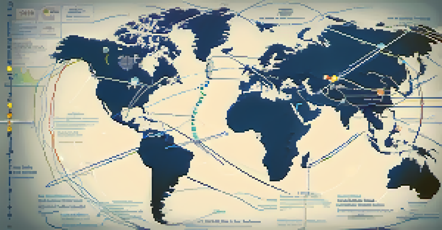 A world map with interconnected lines illustrating globalization's impact on transfer pricing, with digital elements.