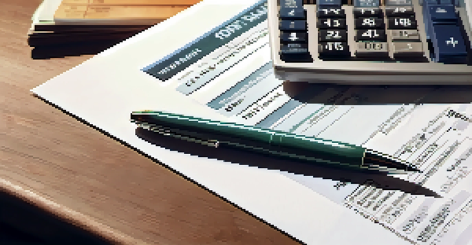 A close-up of a 1099-DIV tax form on a wooden desk, accompanied by a pen and a calculator, illuminated by soft natural light.