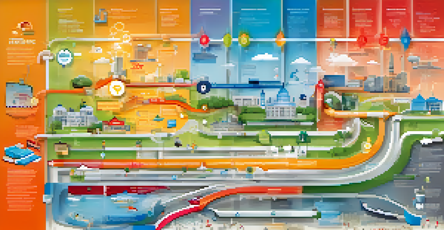 An infographic showing the flow of tax revenue into various public services, with colorful icons and arrows.