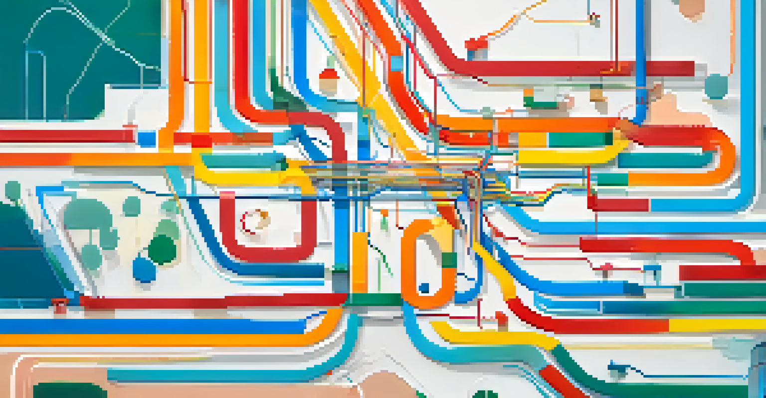 An abstract map showing states connected by lines to illustrate the nexus concept in sales tax.