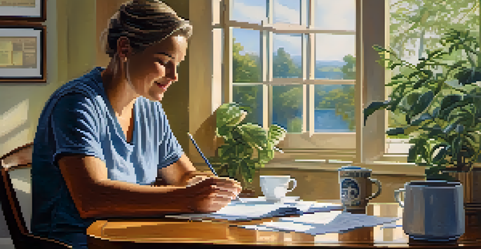 A couple at a table discussing their Health Savings Account paperwork in a cozy indoor setting.