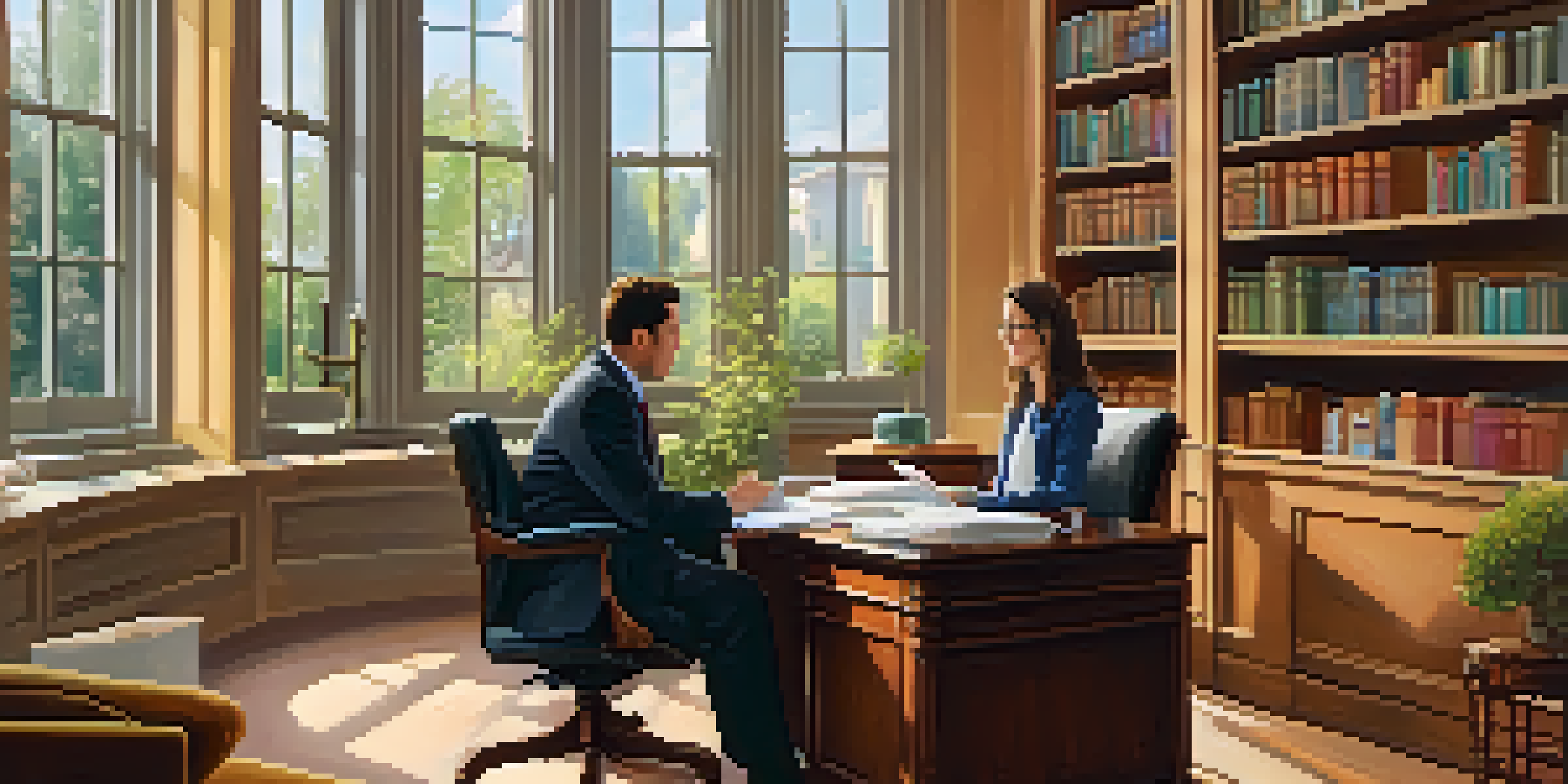 A tax professional consulting with a client about a tax lien notice in a cozy office.