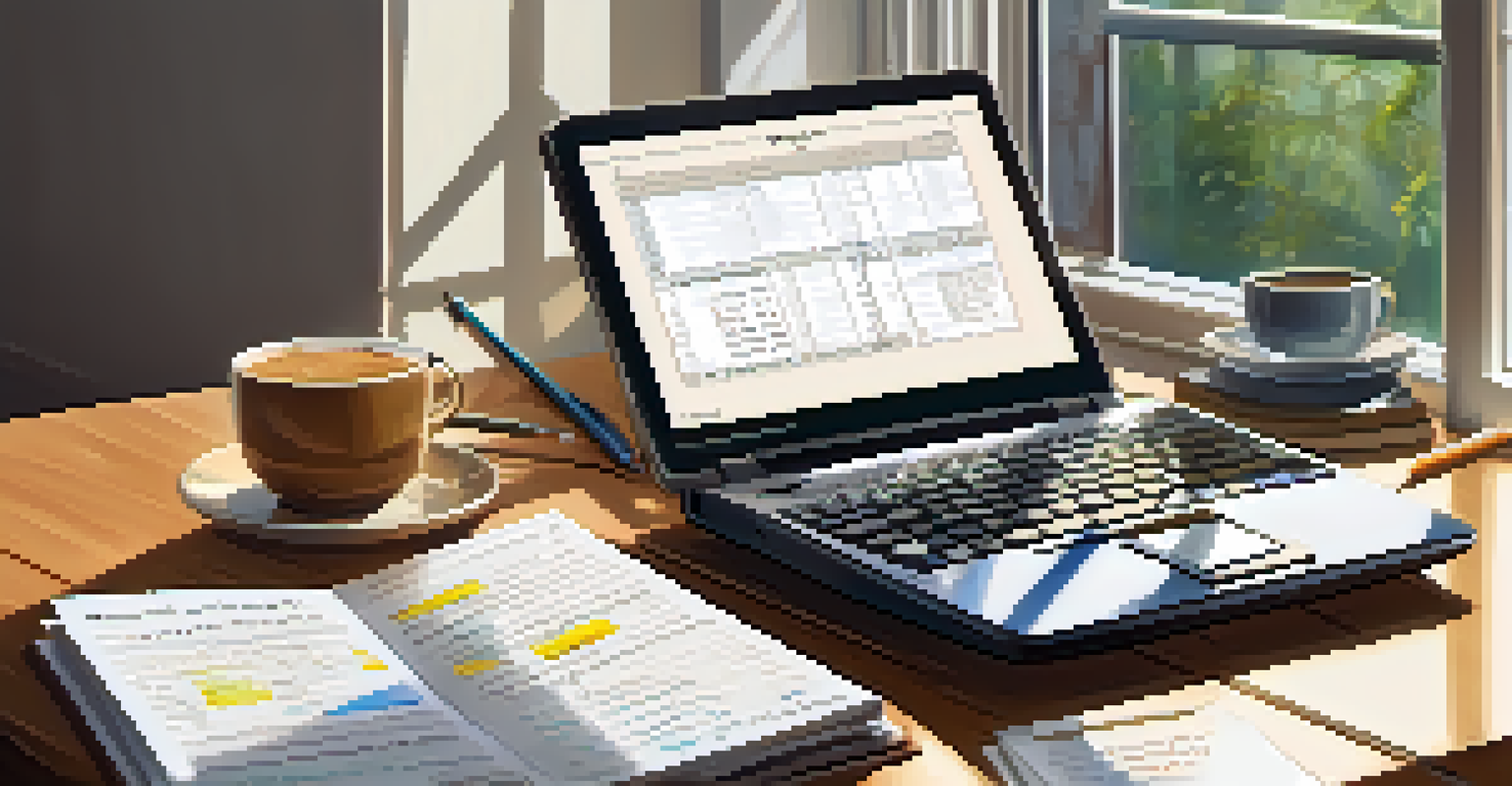 A workspace with a notebook, calculator, and coffee cup, all focused on cryptocurrency tax implications.