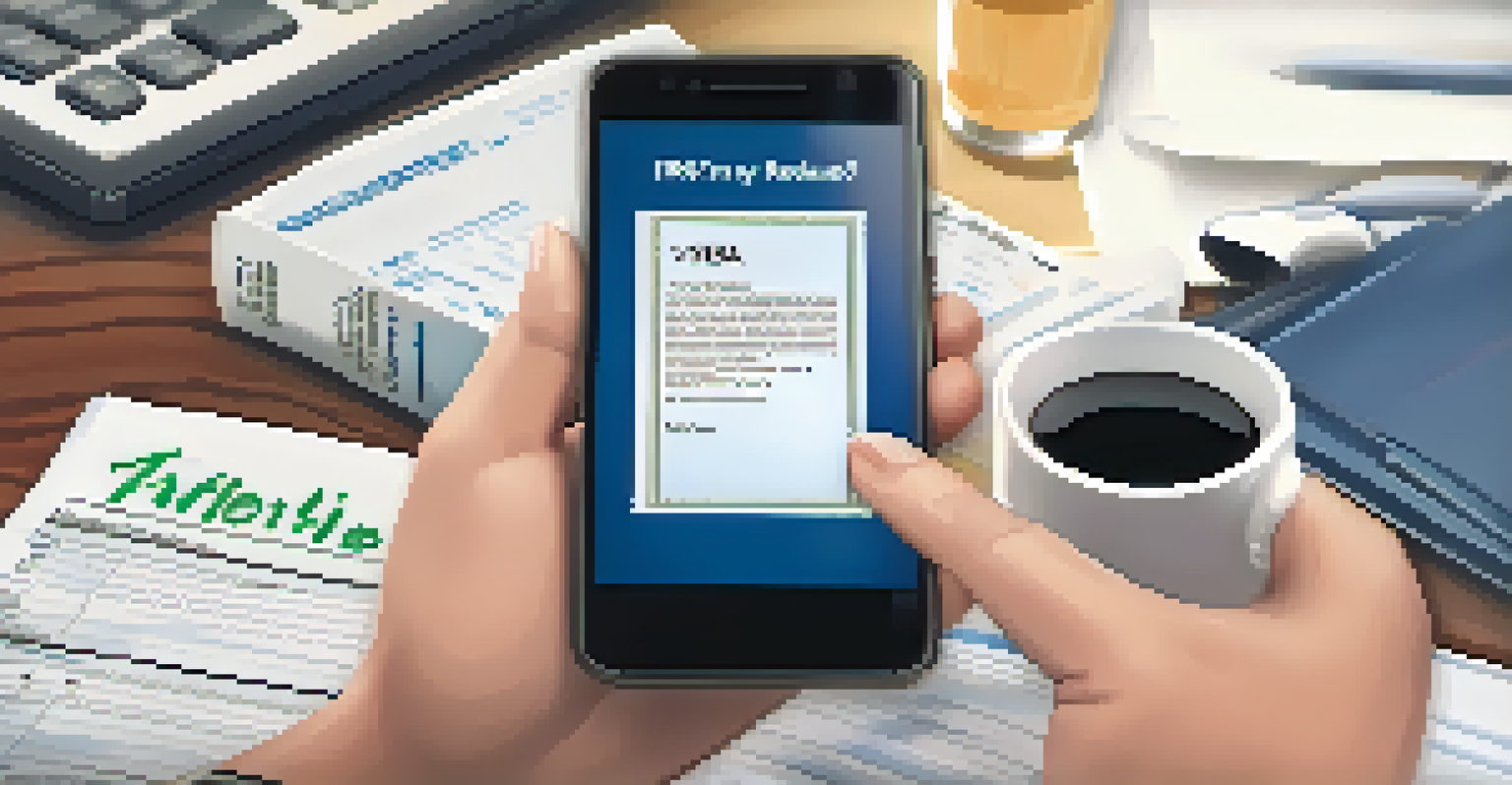 A close-up of a smartphone showing the IRS refund status tool, with a hand and a cup of tea in the background, creating a sense of inquiry.
