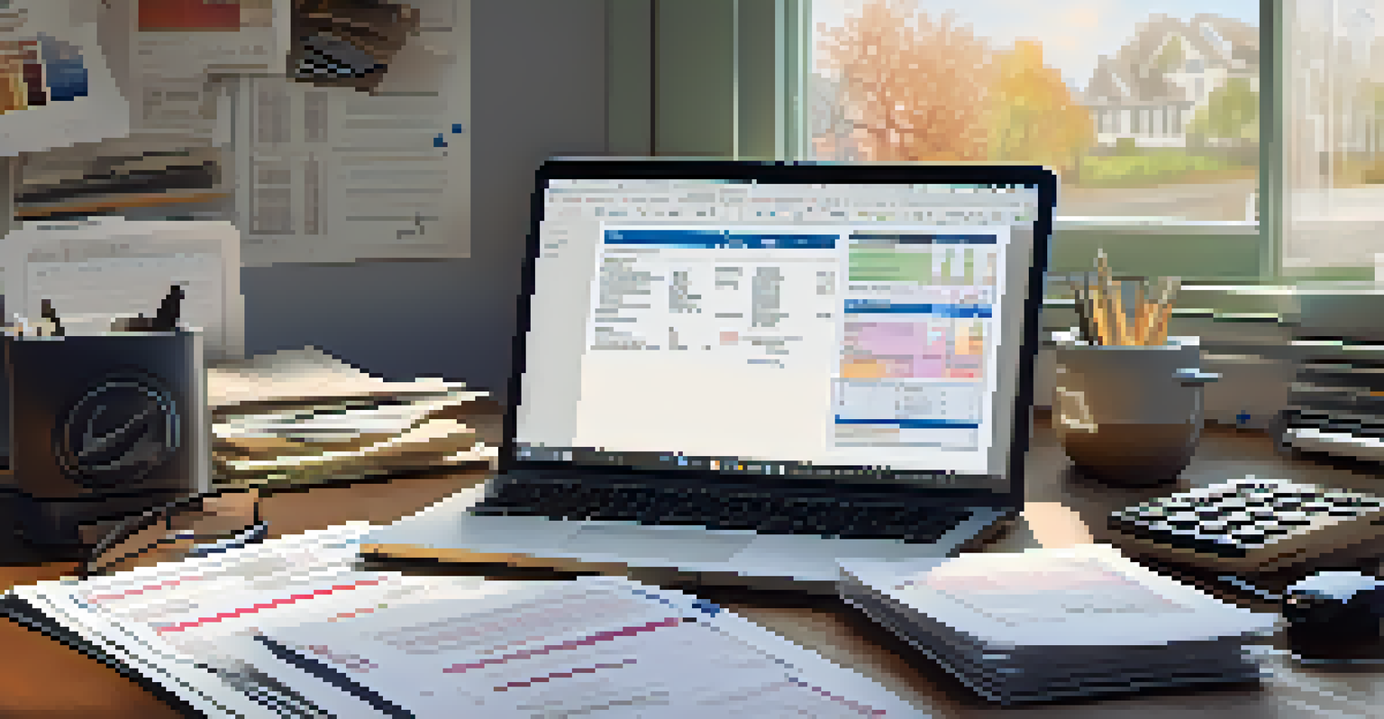 A workspace filled with tax documents, a laptop, calculator, and receipts for expenses, illustrating the tax preparation process for rideshare drivers.