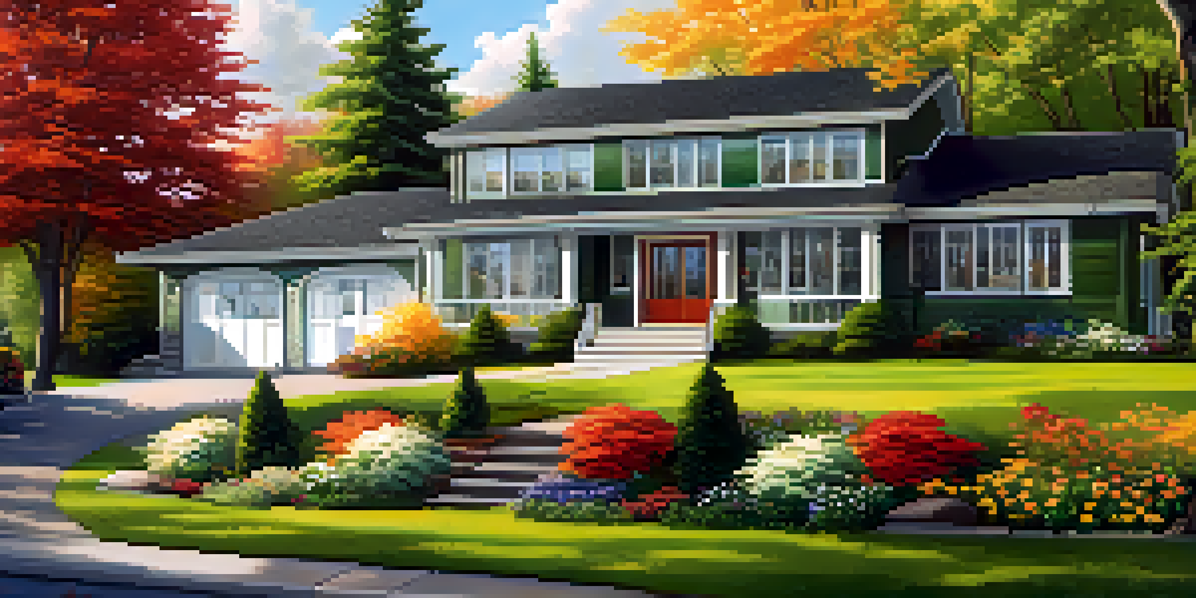 A modern Canadian home with a garden, a family enjoying their time together, symbolizing financial security and savings.
