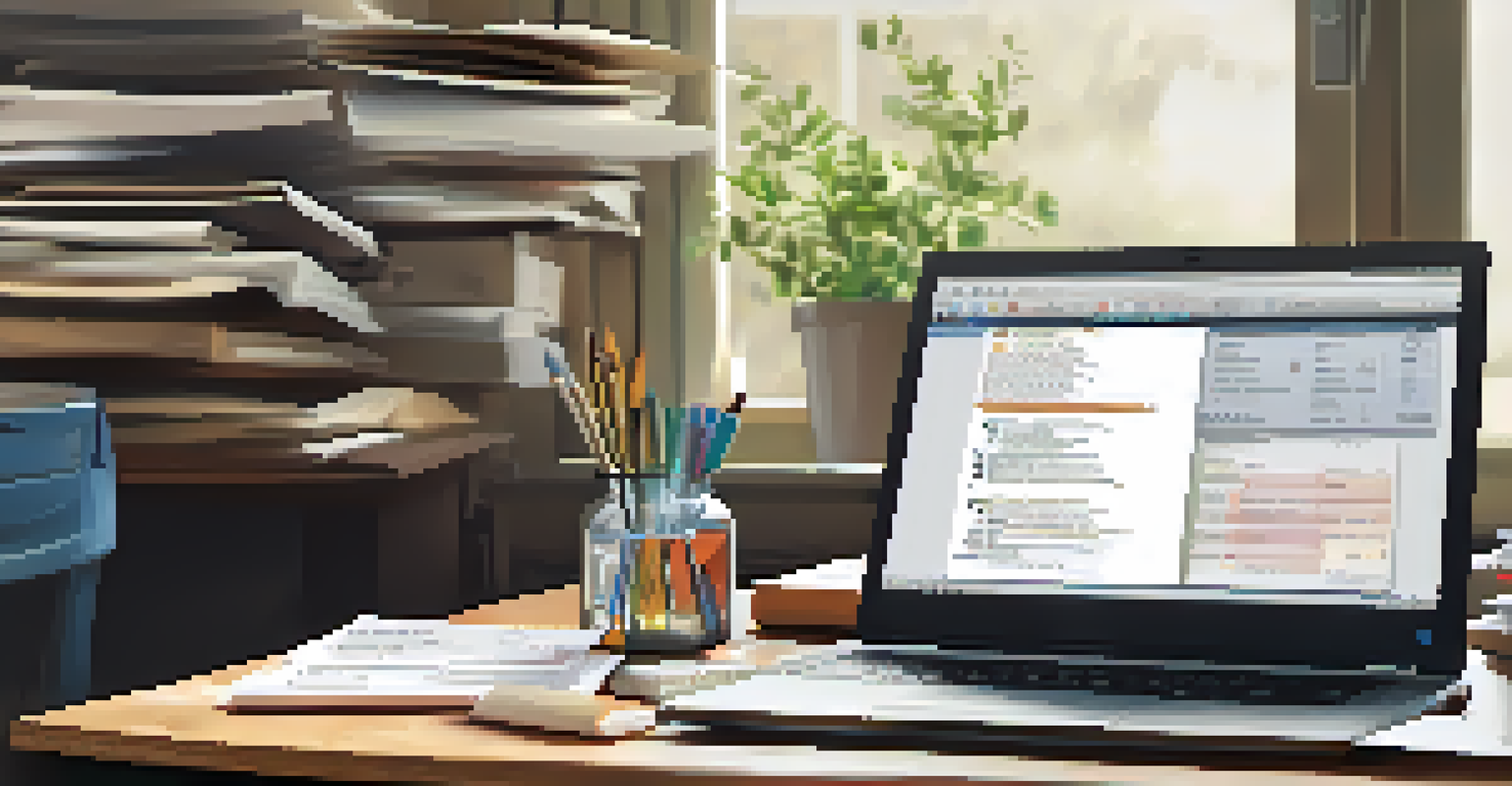 A desk setup for tax preparation with a laptop, receipts, a calculator, and notes about charitable contributions under soft natural light.