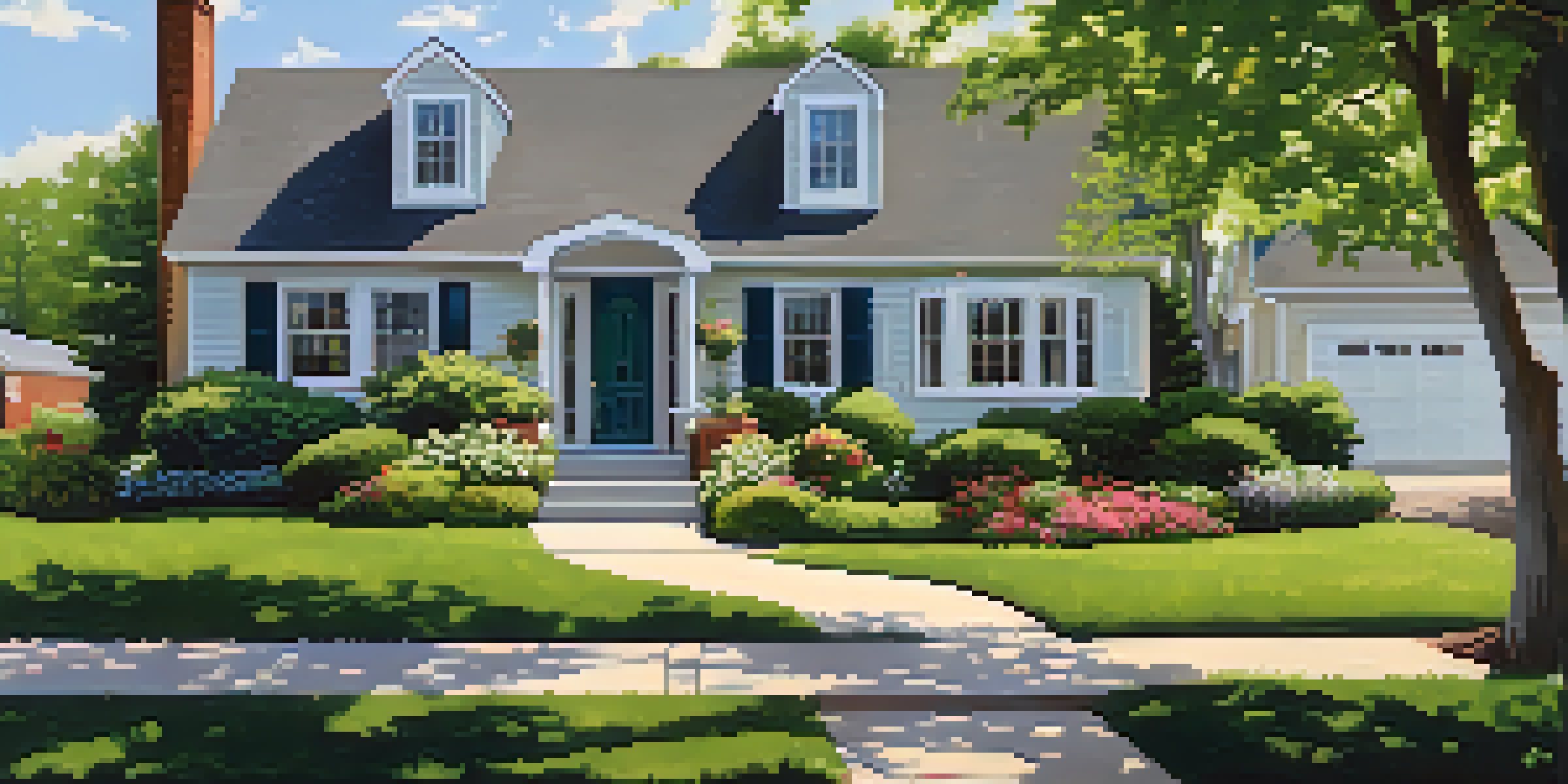 A suburban neighborhood with a house for sale and a visible tax lien notice, highlighting the contrast between the beautiful home and the legal notice.