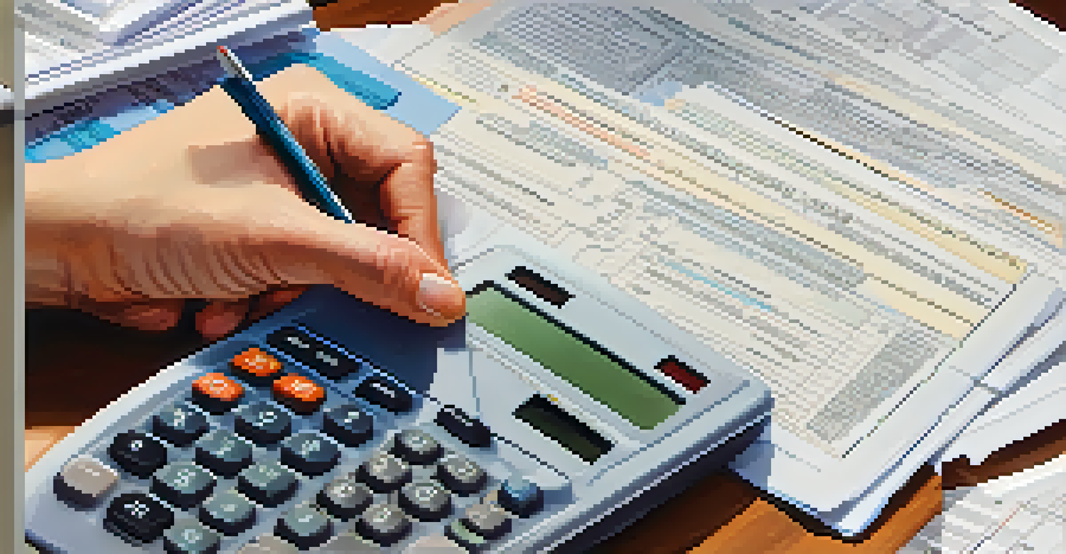 A close-up of a hand holding a Form 1098 document with a calculator and tax papers in the background.