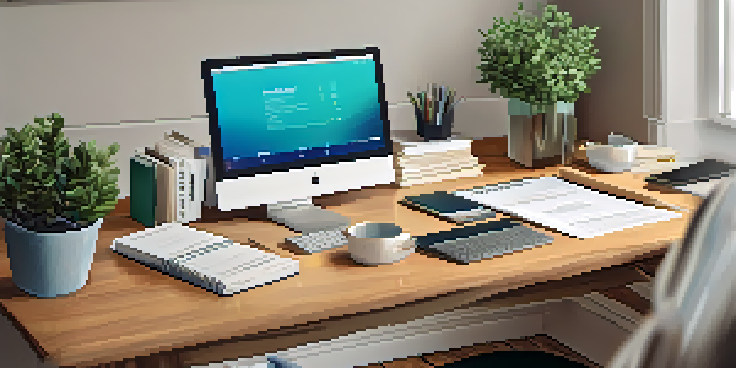 A bright and organized desk featuring a laptop displaying IRS Form 1040-X and various tax documents, illuminated by natural light.