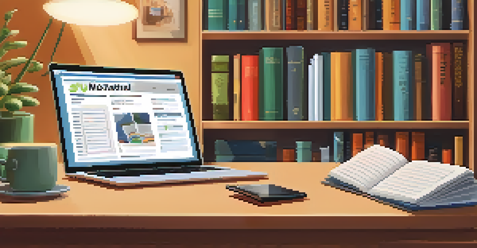 A close-up of hands typing on a laptop with finance books in the background.