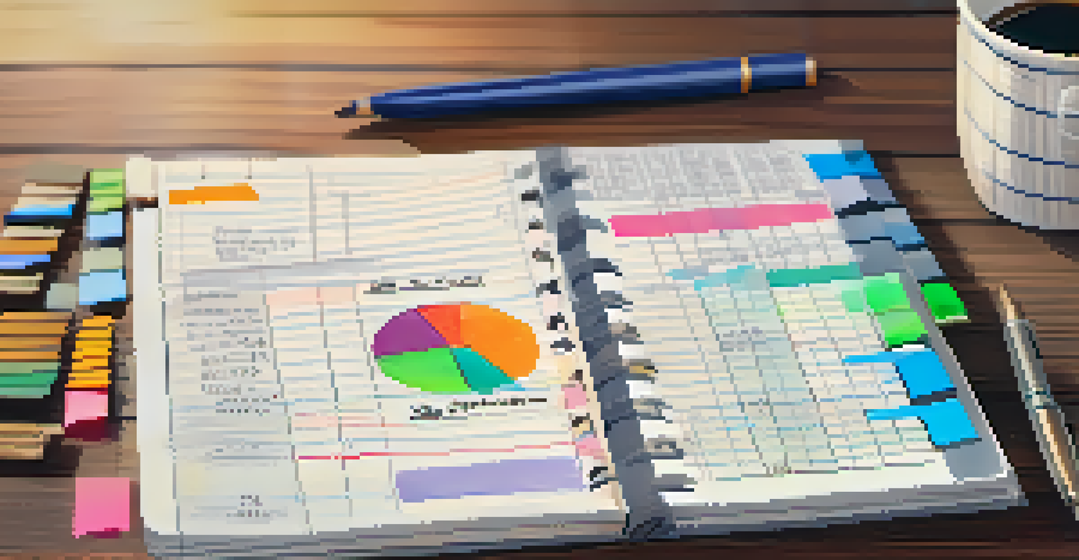 A close-up of a notebook filled with handwritten side hustle notes, surrounded by receipts and a calculator on a wooden table.