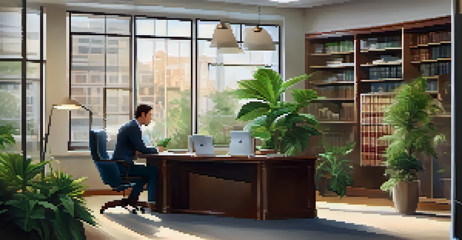 A tax professional consulting with a client in a modern office, both reviewing documents together.