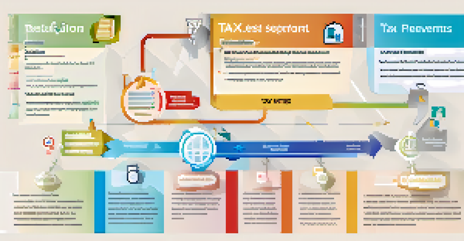 An infographic showing key points on preventing tax disputes with colorful icons and summary text.