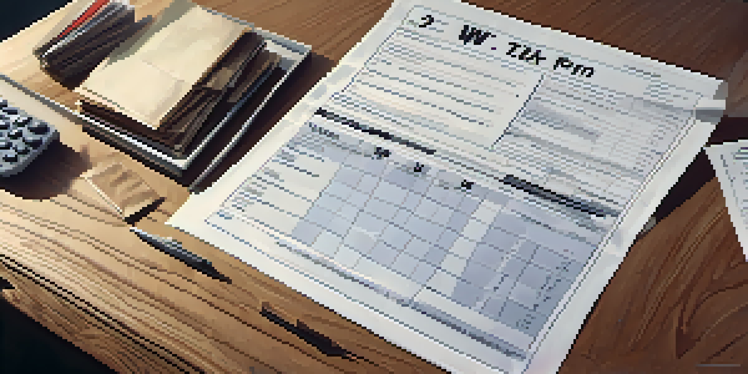 A close-up view of a W-2 tax form on a wooden desk with a pen and calculator, illuminated by soft natural light.