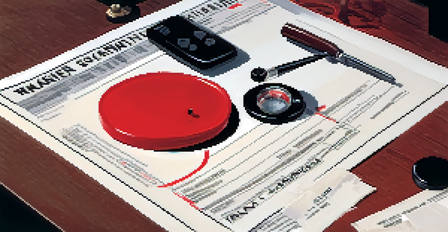 Warning signs of tax fraud with a magnifying glass and a shadowy figure in the background.
