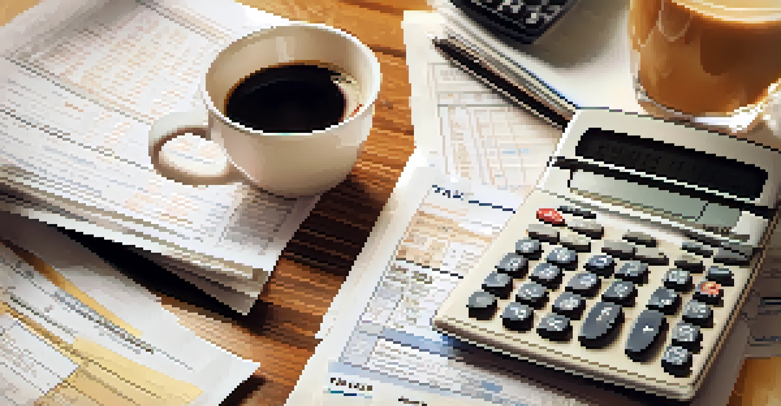 A close-up of a Schedule K-1 tax form on a wooden desk with a calculator and coffee cup.