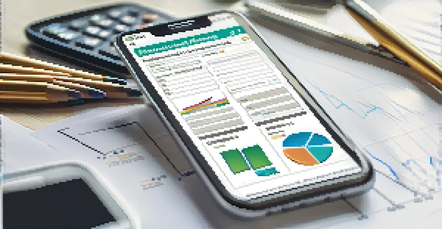 A detailed view of a hand completing a financial planning worksheet with a calculator and a smartphone displaying a financial app, all arranged neatly on a white desk.