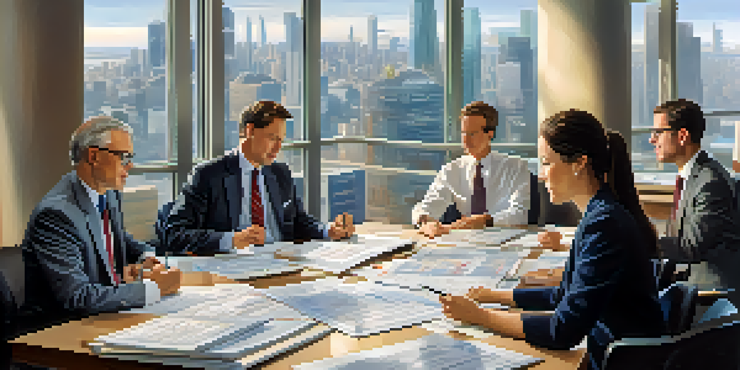 A diverse group of professionals in an office discussing international taxation strategies with charts and documents on a conference table.