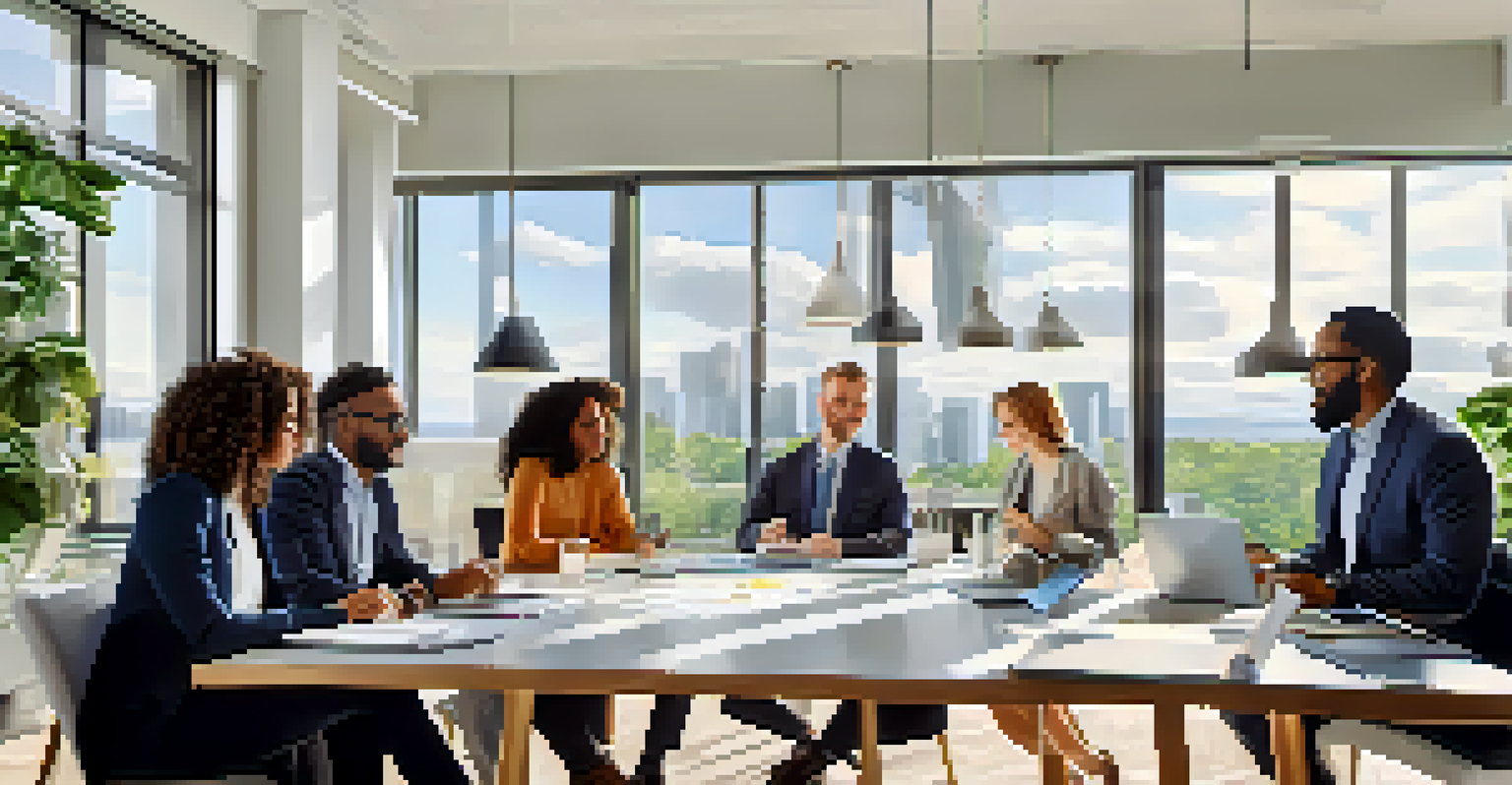 A diverse team of professionals engaged in a discussion about tax strategies, surrounded by laptops and notebooks in a bright, modern meeting room.