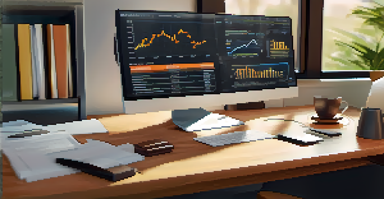 A close-up of a computer screen showing advanced tax software with graphs and analytics, in a modern workspace.
