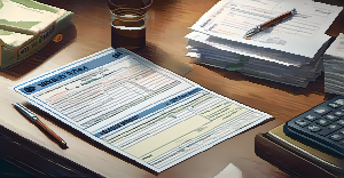A close-up of a W-2 form on a wooden desk, highlighting the filled boxes and labels in a professional setting.