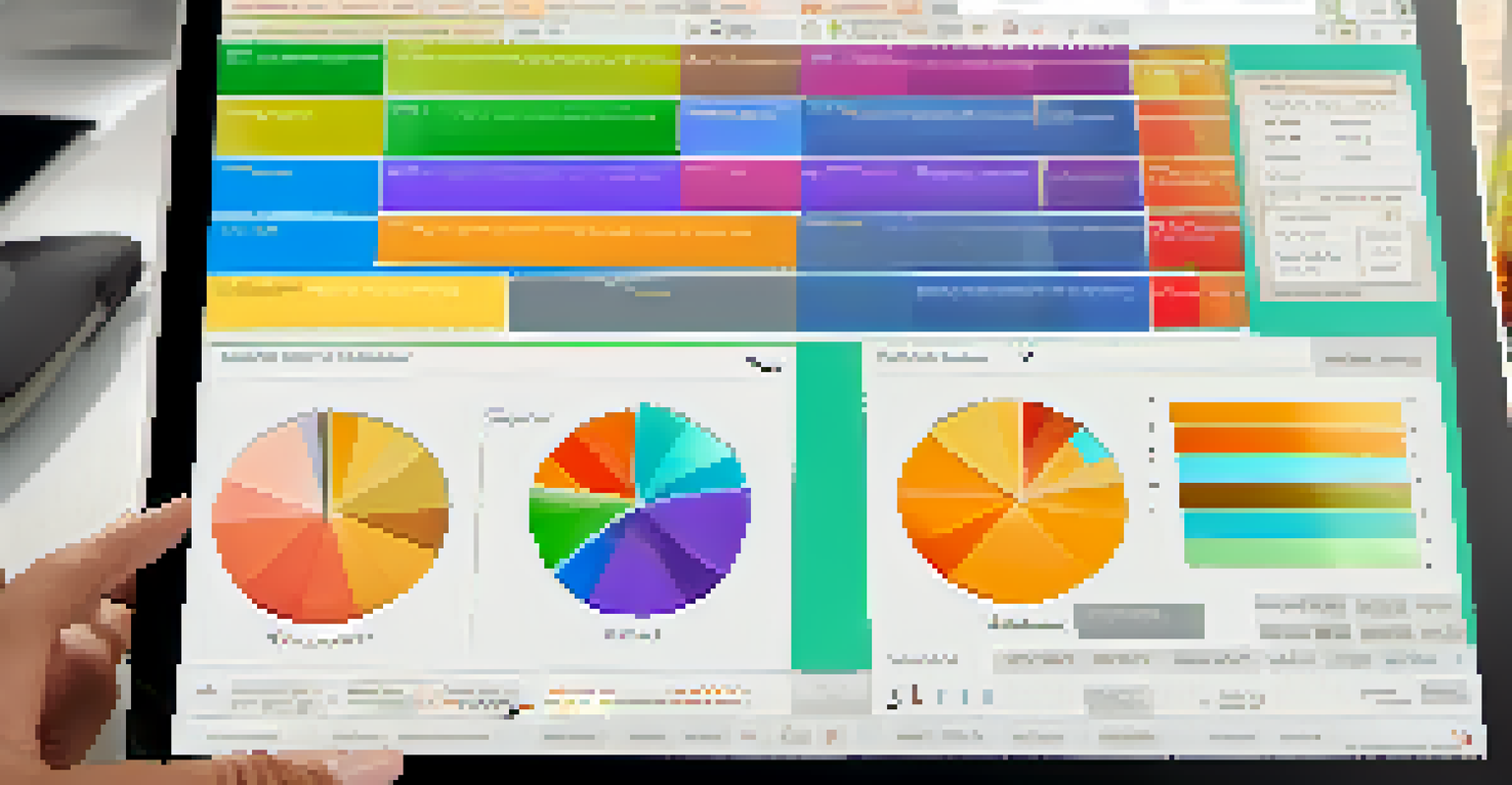 A close-up of a computer screen showing a colorful tax software interface with charts, with a hand hovering over the mouse.