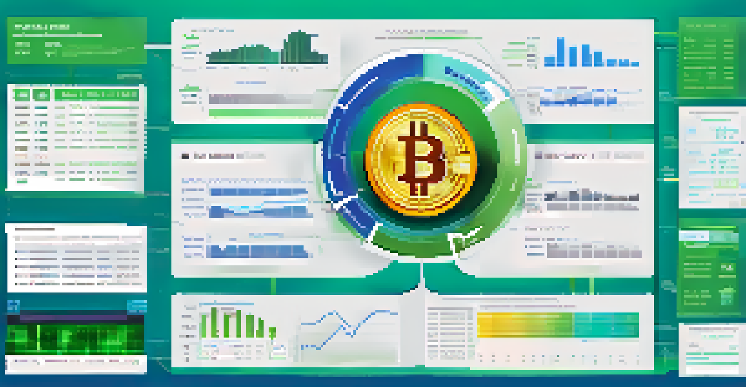 An infographic illustrating the steps to calculate capital gains from cryptocurrency trading, featuring icons of Bitcoin and Ethereum.