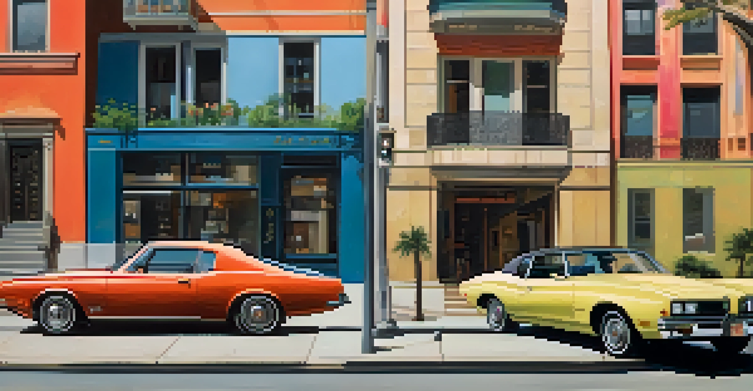 A split image showing a wealthy neighborhood with modern buildings and luxury cars on one side, and an older, less maintained neighborhood on the other, revealing the contrast in income inequality.