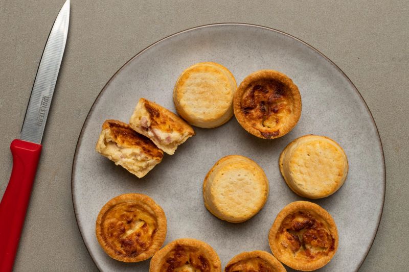 Air fried mini quiches on a plate Air fried mini quiches on a plate