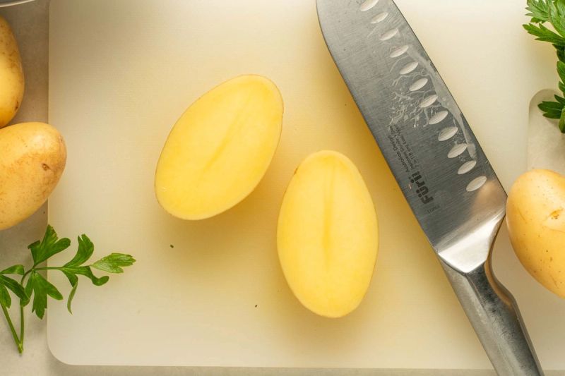 Potato cut in half