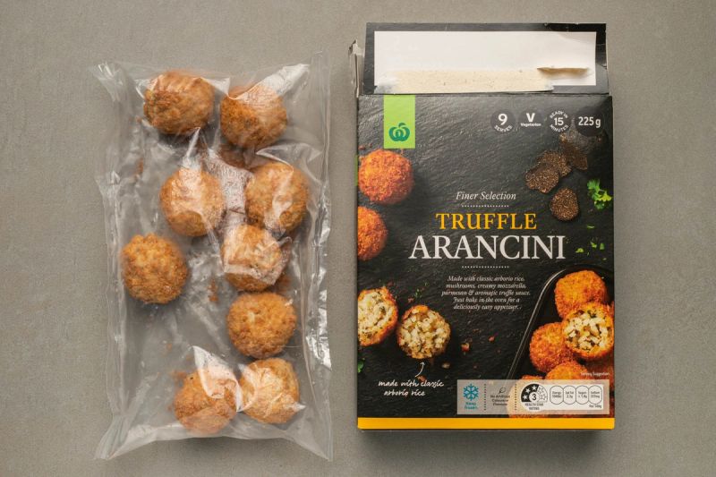 Frozen truffle arancini with packaging