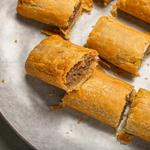 Air fried sausage rolls on a plate