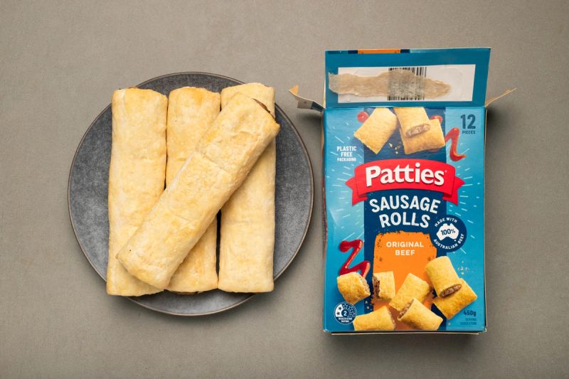 Frozen sausage rolls with packaging Frozen sausage rolls with packaging